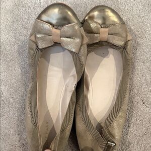 Cole Haan Women's Metallic Gold Flats with Bow